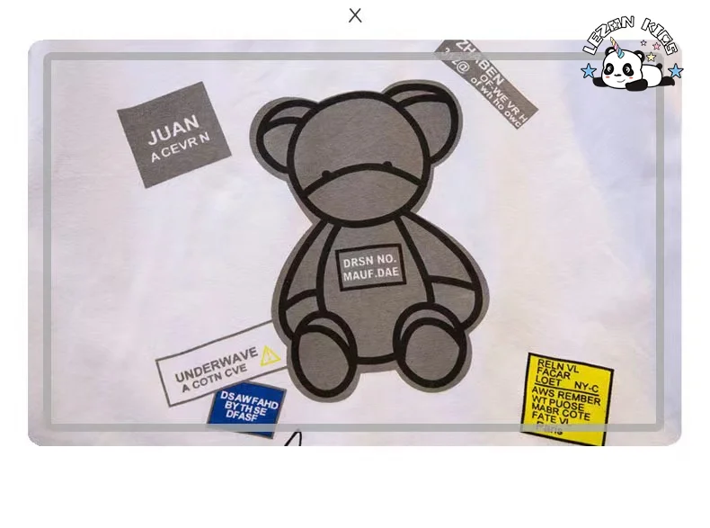 LEZONKIDS - Wholesale New Innovations Cool Bear Letter Printing Summer Suit Baby Boys Girls Printed Clothing Set